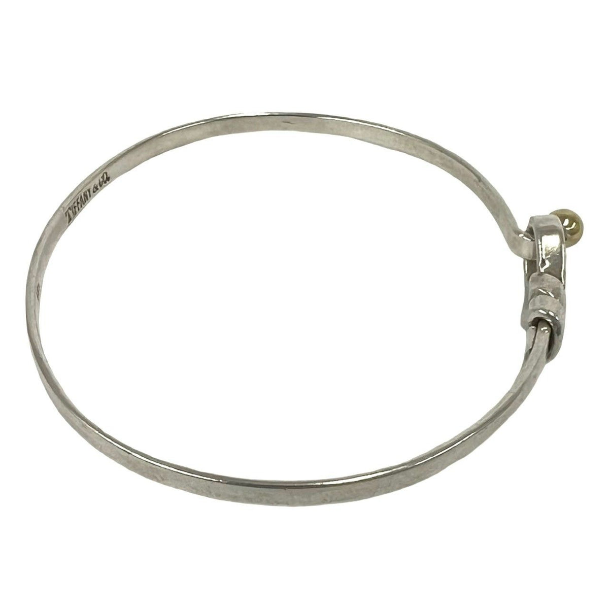 Tiffany & Co Vintage Hook Eye Bangle Silver Gold Bracelet — view 5