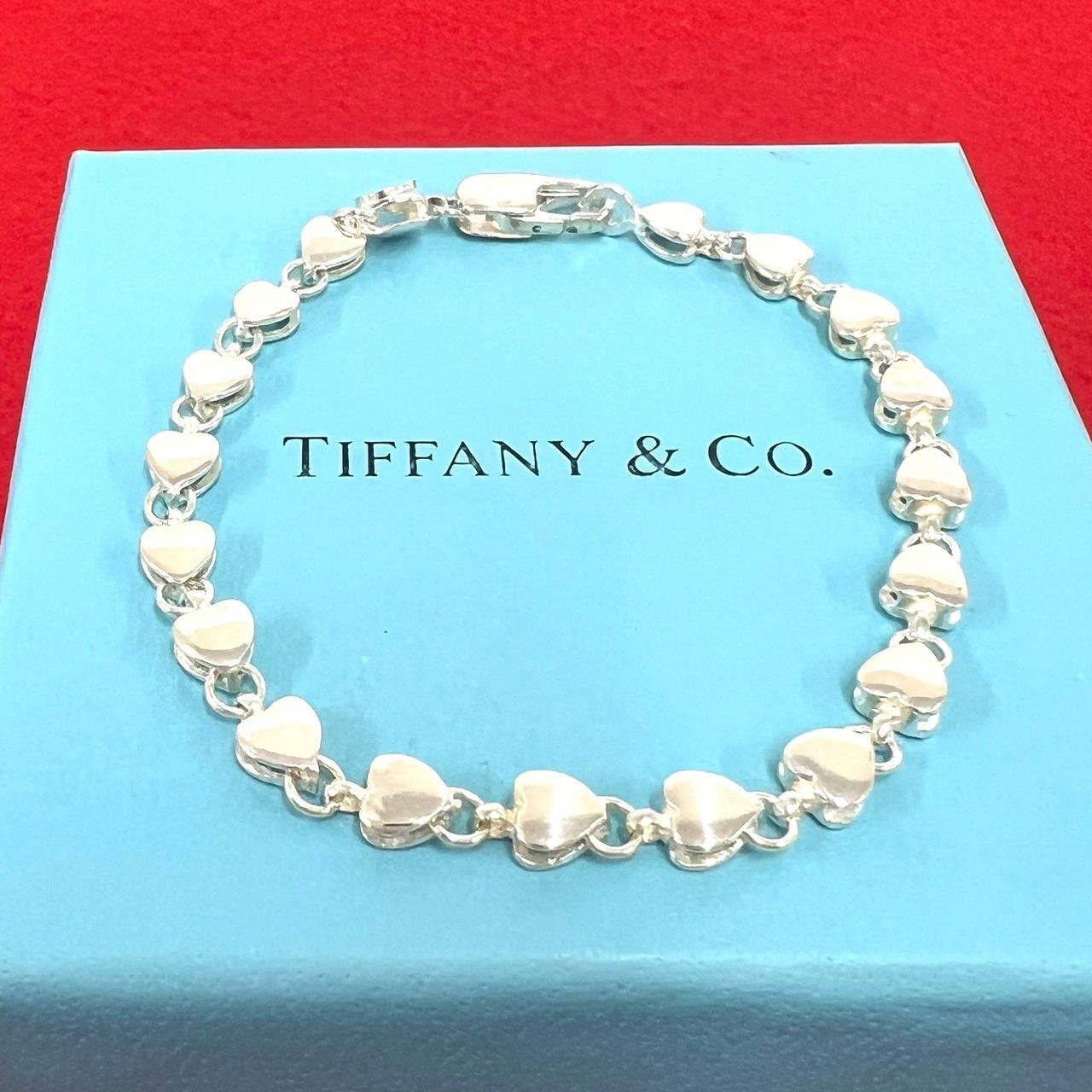 Tiffany & Co Vintage Puff Heart Bracelet 925 Sterling Silver