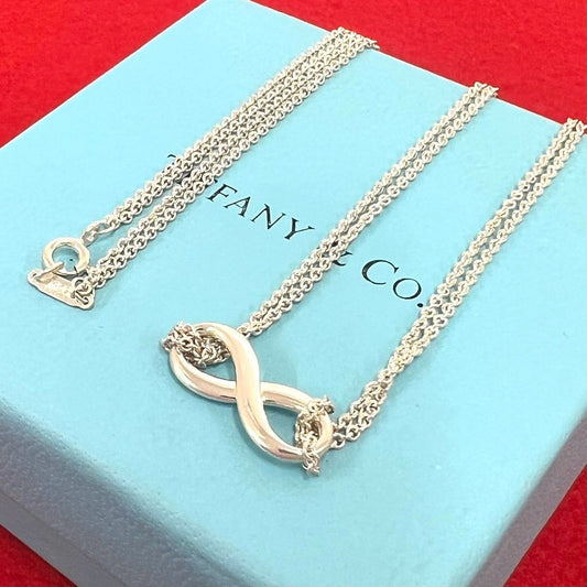 Tiffany & Co Vintage Infinity Necklace 925 Sterling Silver Pendant