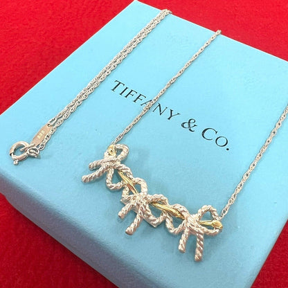 Tiffany & Co Vintage Triple Ribbon Necklace Silver