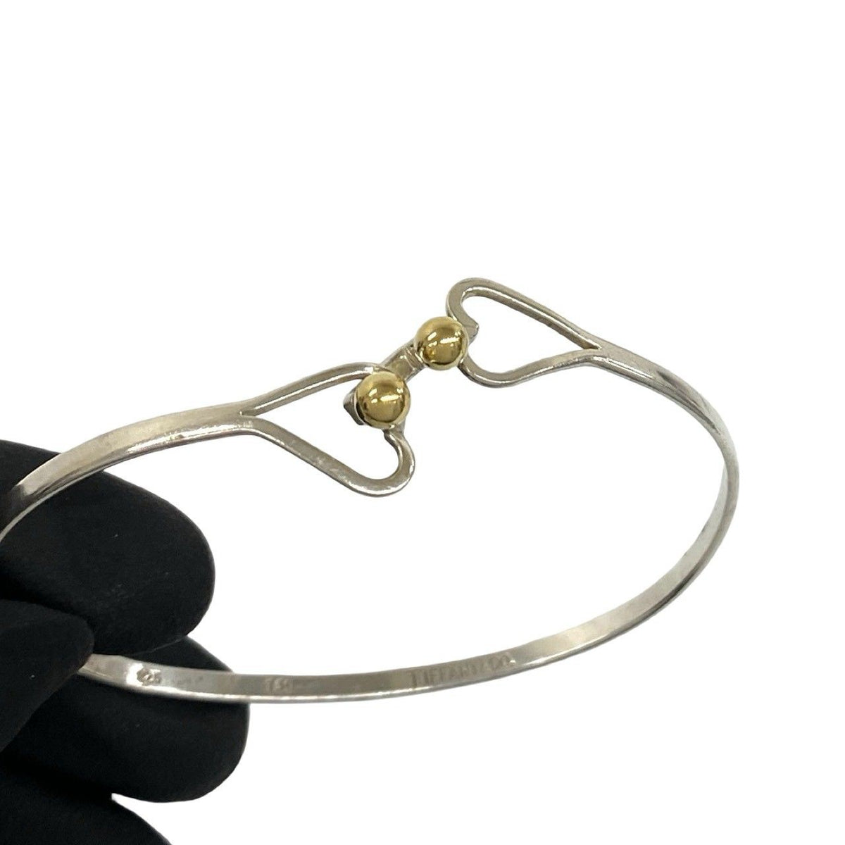 Tiffany & Co Vintage Hook Eye Heart Bangle Silver Bracelet — view 4