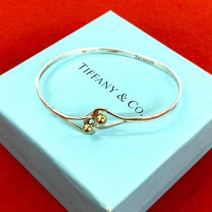 Tiffany & Co Vintage Hook Eye Heart Bangle Silver Bracelet