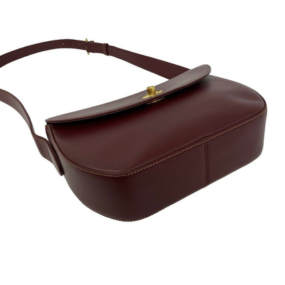 Cartier Vintage Must Line Leather Shoulder Bag Pochette Wine Red Bordeaux — view 7