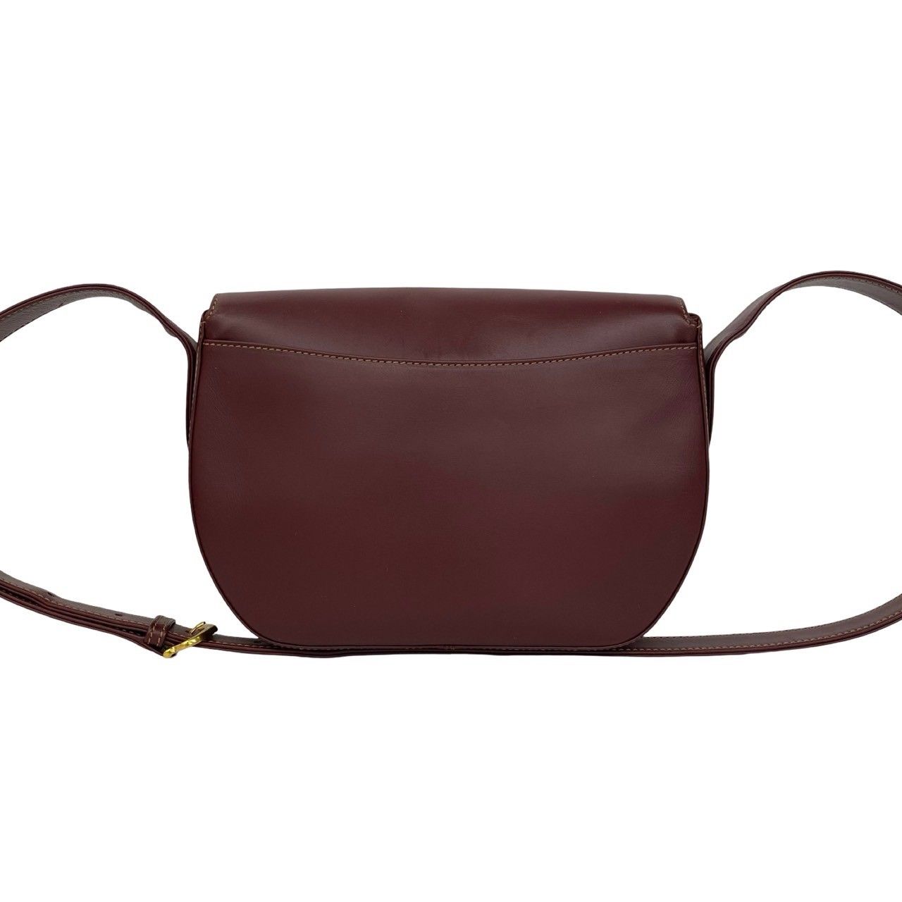 Cartier Vintage Must Line Leather Shoulder Bag Pochette Wine Red Bordeaux — view 3