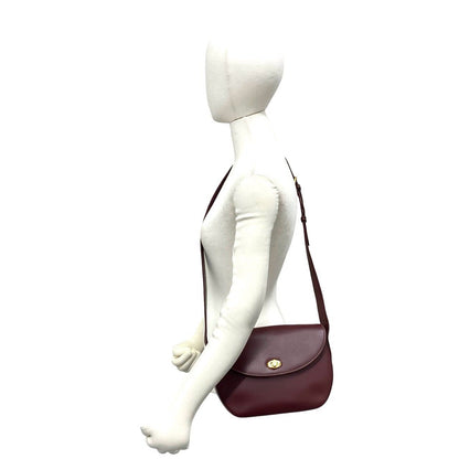 Cartier Vintage Must Line Leather Shoulder Bag Pochette Wine Red Bordeaux — view 2