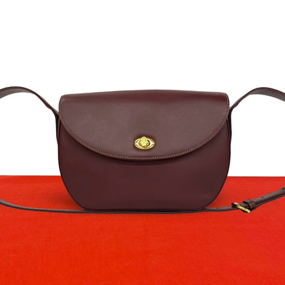 Cartier Vintage Must Line Leather Shoulder Bag Pochette Wine Red Bordeaux