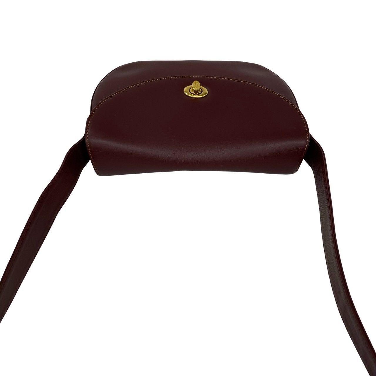 Cartier Vintage Must Line Leather Shoulder Bag Pochette Wine Red Bordeaux — view 4