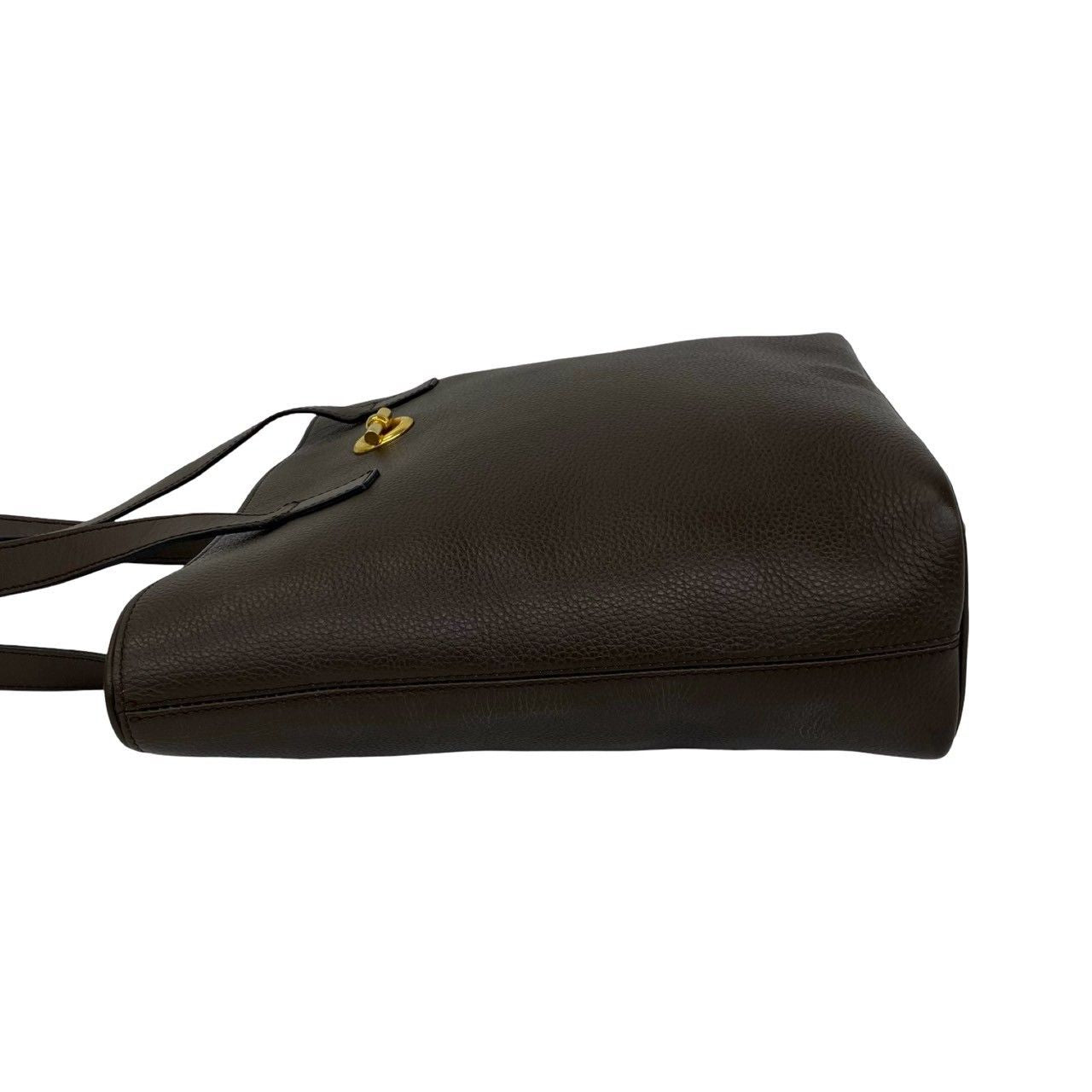 Celine Circle Logo Leather Tote Shoulder Bag Brown — view 5