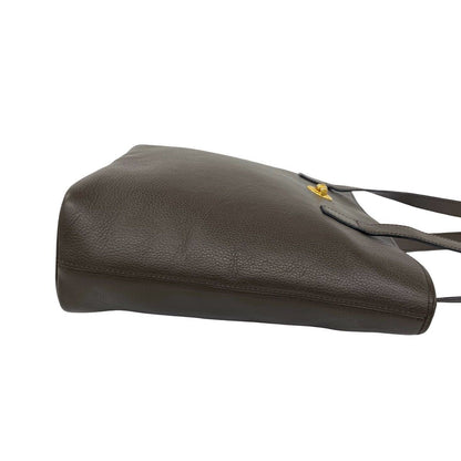 Celine Circle Logo Leather Tote Shoulder Bag Brown — view 6