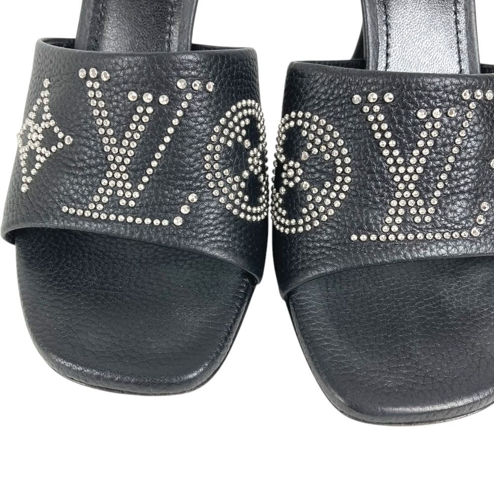 Louis Vuitton Mules Studs LV Logo Not Clear Leather Black — view 4