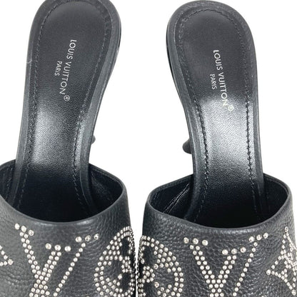 Louis Vuitton Mules Studs LV Logo Not Clear Leather Black — view 5