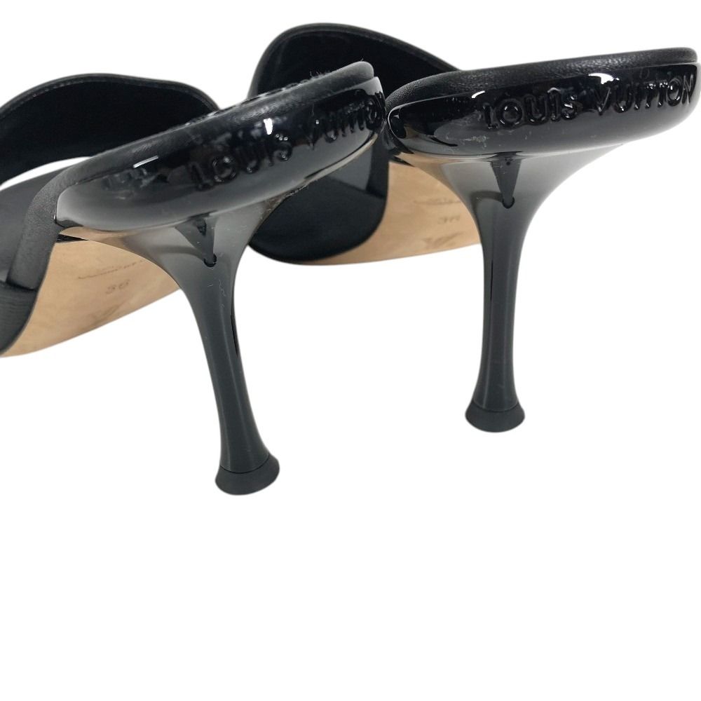 Louis Vuitton Mules Studs LV Logo Not Clear Leather Black — view 7