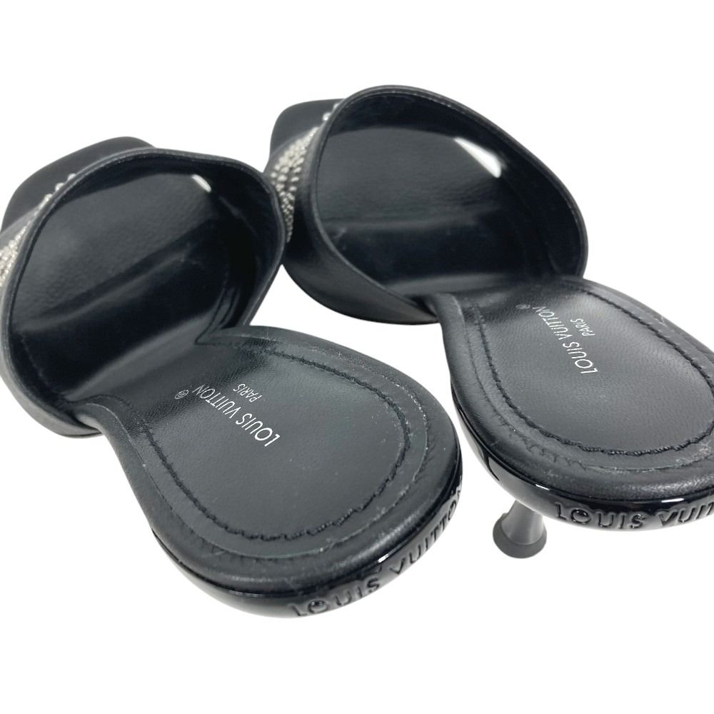 Louis Vuitton Mules Studs LV Logo Not Clear Leather Black — view 6