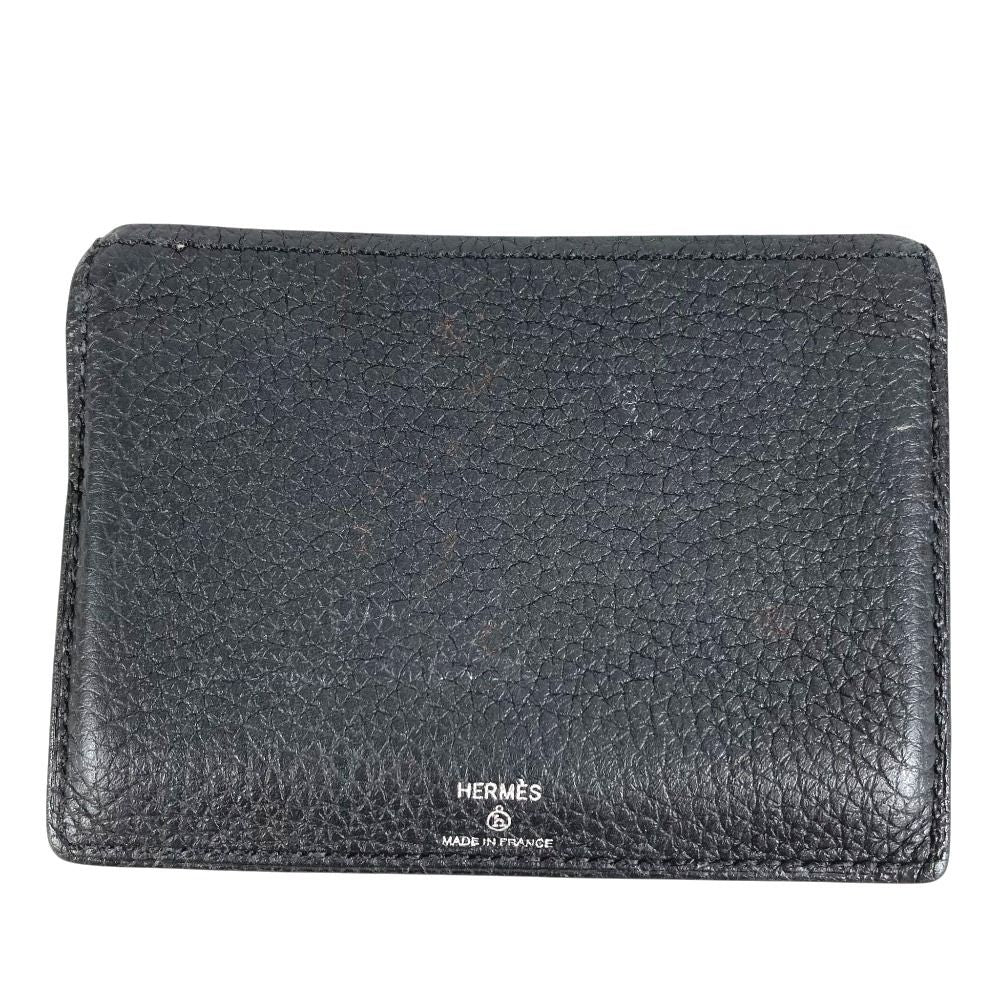 Hermes Card Case Bear Logo Leather Black — view 2