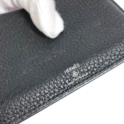 Hermes Card Case Bear Logo Leather Black — view 7