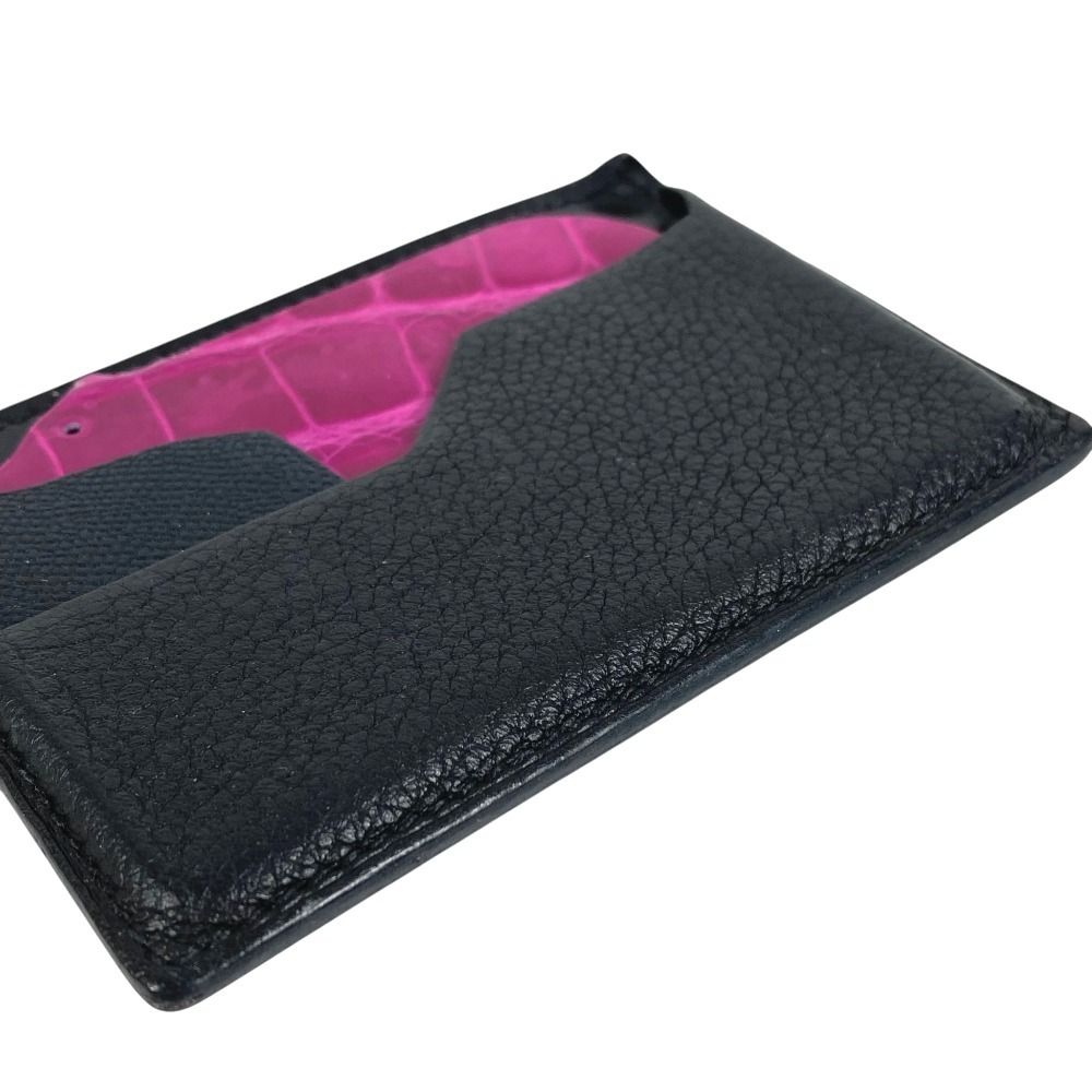 Hermes Card Case Bear Logo Leather Black — view 4