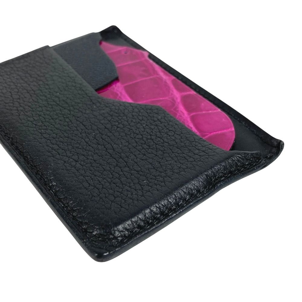 Hermes Card Case Bear Logo Leather Black — view 5