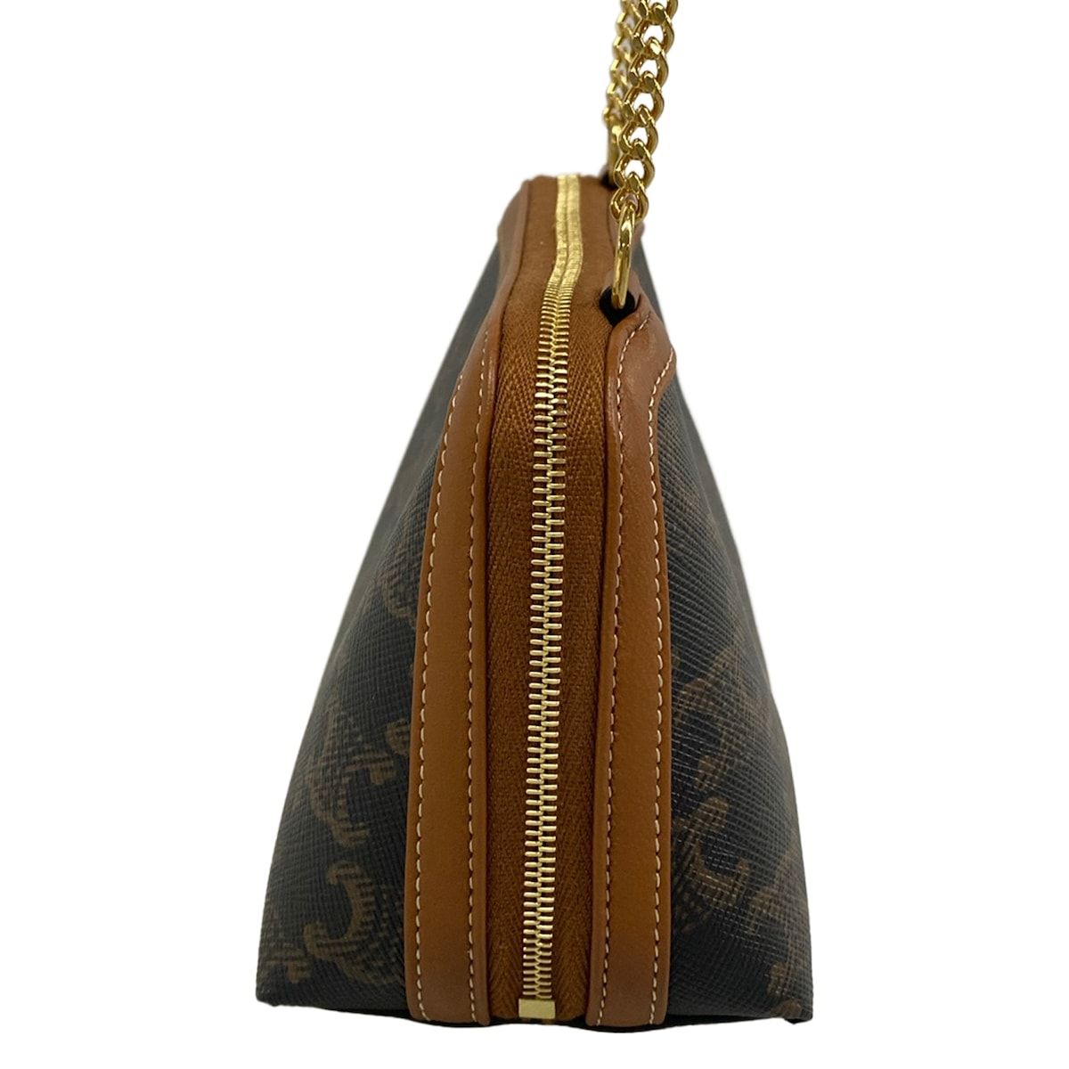 Celine Shoulder Bag Chain Clutch Tan Lambskin — view 4