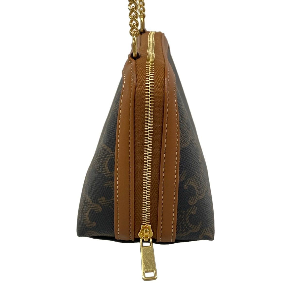 Celine Shoulder Bag Chain Clutch Tan Lambskin — view 2