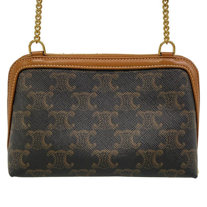 Celine Shoulder Bag Chain Clutch Tan Lambskin — view 3