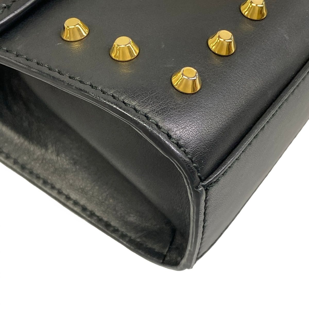 Gucci Shoulder Bag Padlock Black Chain Studs Pearl Leather — view 6