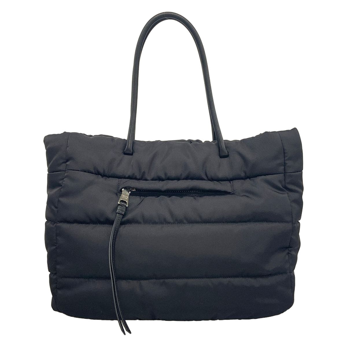 Prada Tote Bag Tessuto Bomber Black Leather — view 3