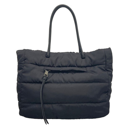 Prada Tote Bag Tessuto Bomber Black Leather — view 3
