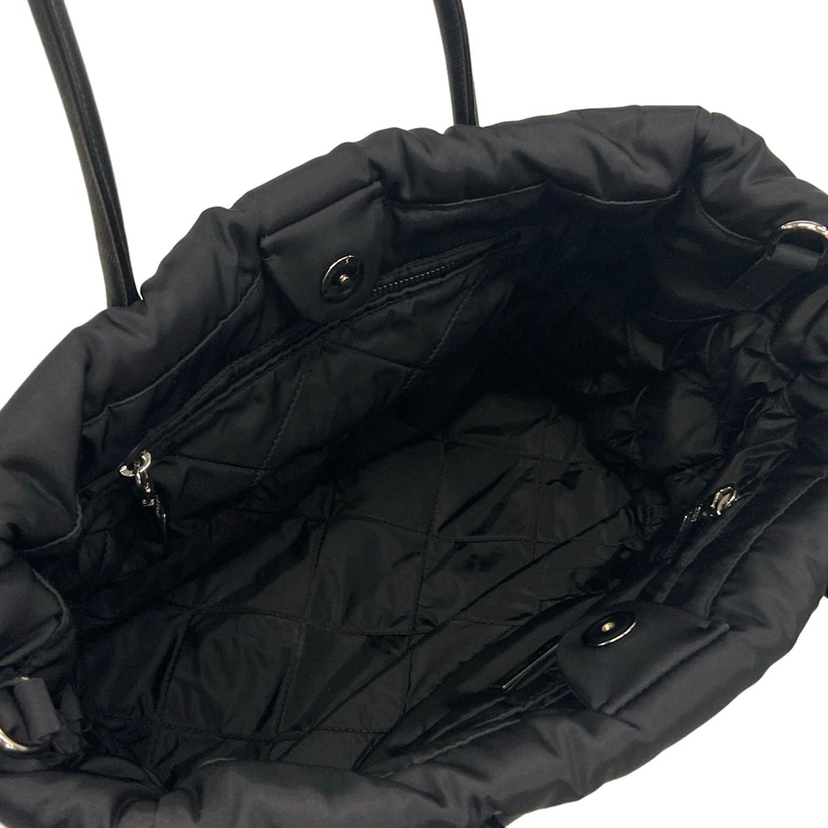 Prada Tote Bag Tessuto Bomber Black Leather — view 7
