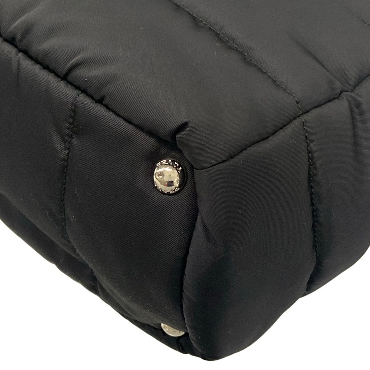Prada Tote Bag Tessuto Bomber Black Leather — view 6