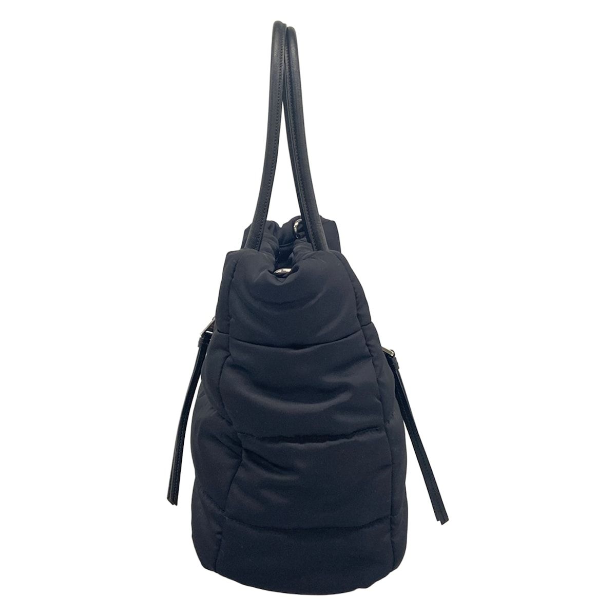 Prada Tote Bag Tessuto Bomber Black Leather — view 4