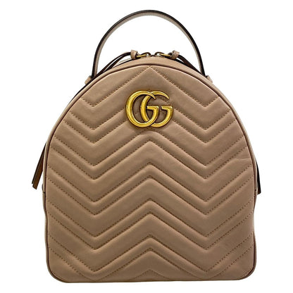 Gucci Backpack GG Marmont Pink Beige Leather