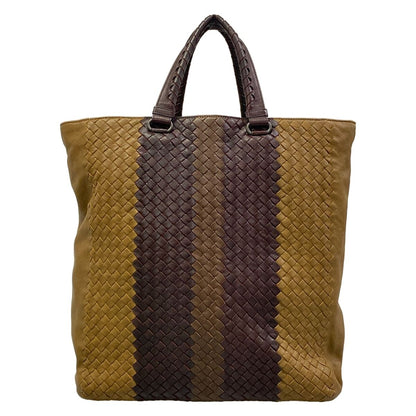 Bottega Veneta Handbag Intrecciato Light Brown Dark Leather