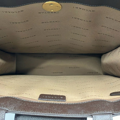 Bvlgari Handbag Dark Brown Gold Turnlock Leather — view 7