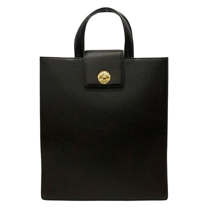 Bvlgari Handbag Dark Brown Gold Turnlock Leather