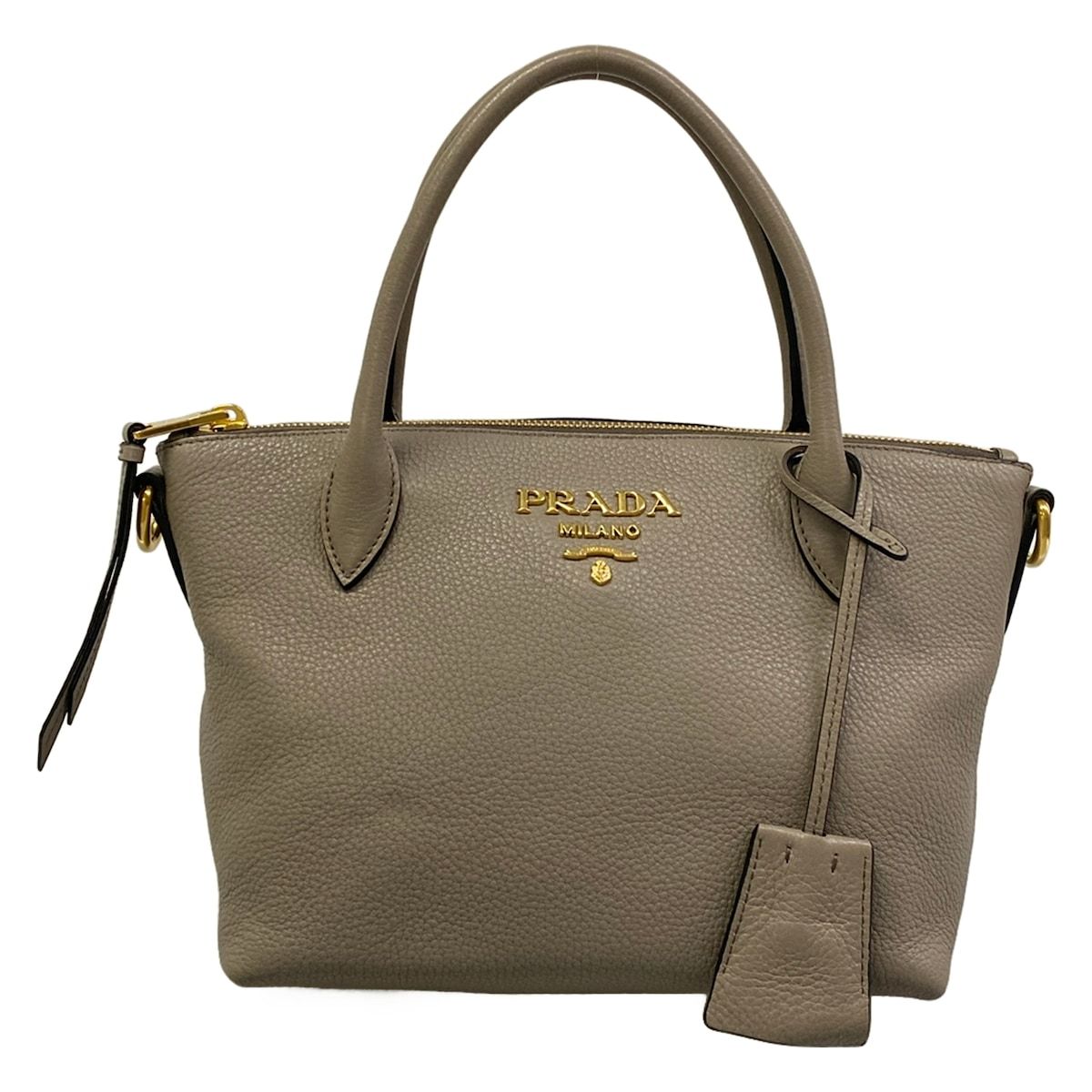 Prada Handbag Gray Leather