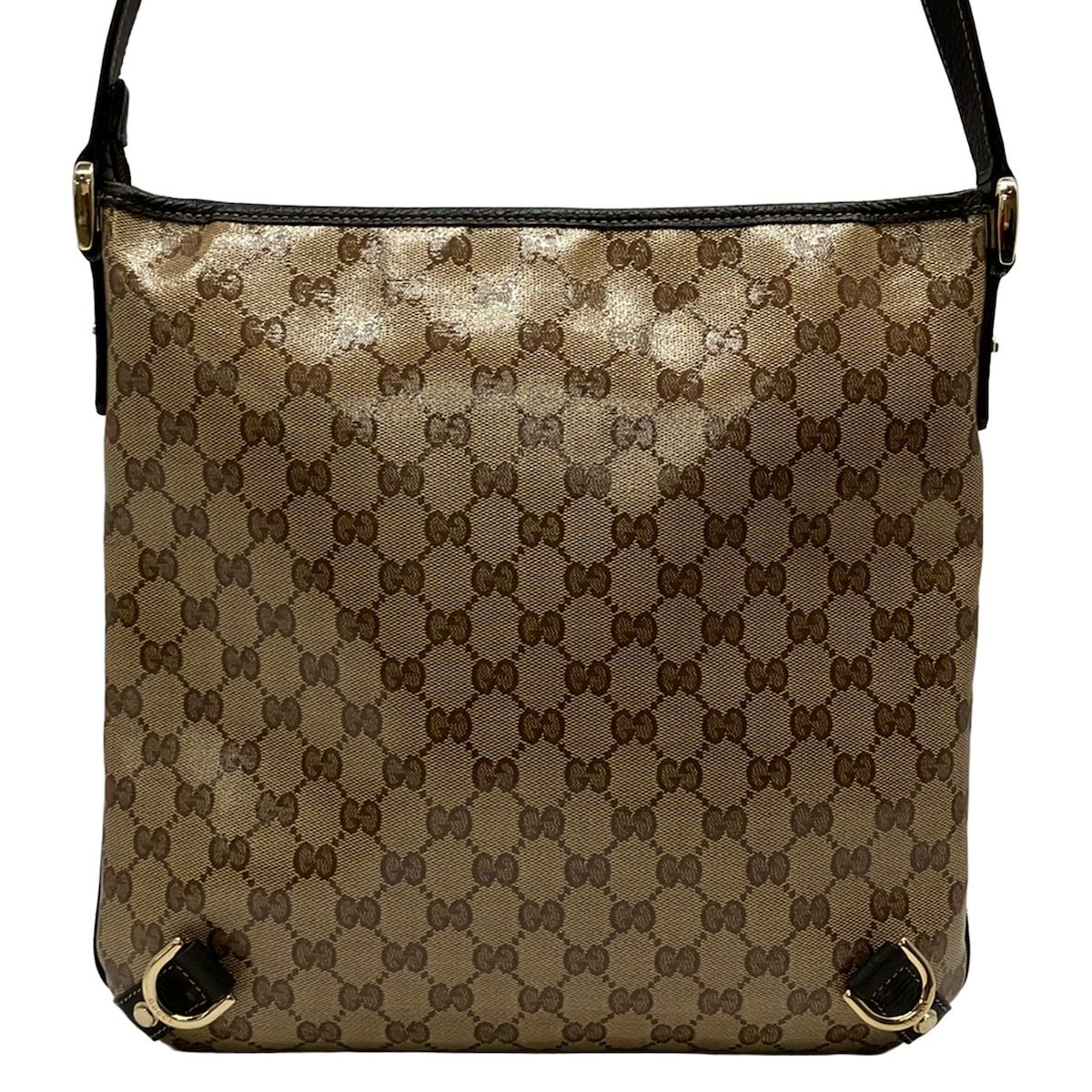 Gucci Shoulder Bag Abbey Crystal GG Brown Beige Dark Leather — view 3