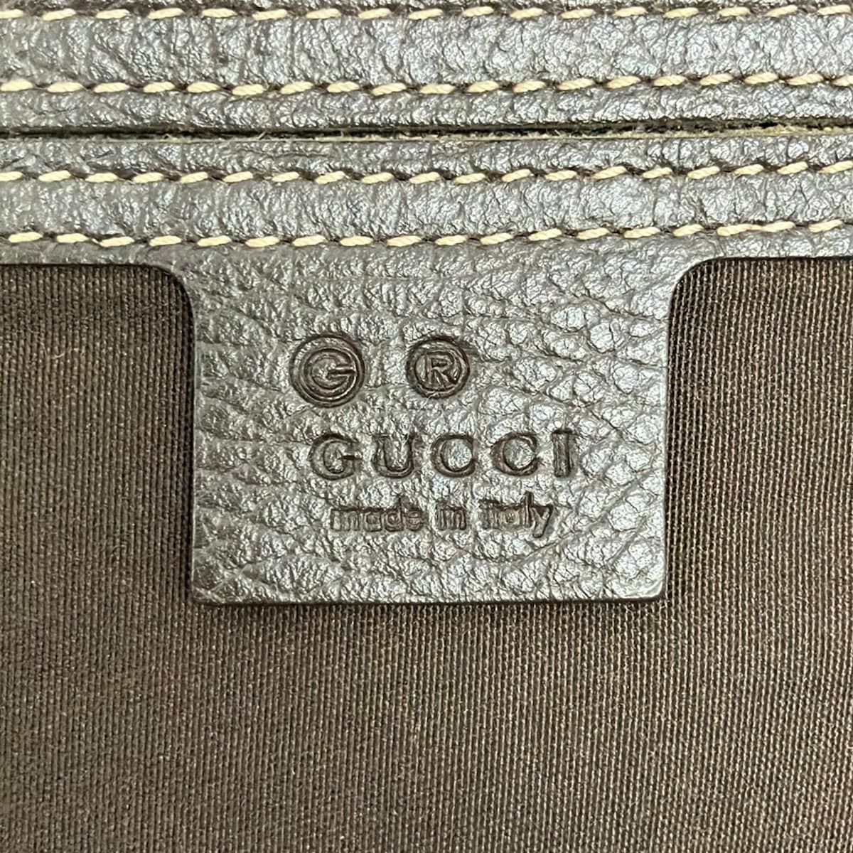 Gucci Shoulder Bag Abbey Crystal GG Brown Beige Dark Leather — view 8