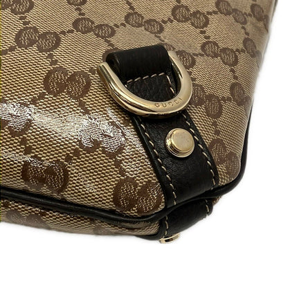 Gucci Shoulder Bag Abbey Crystal GG Brown Beige Dark Leather — view 6