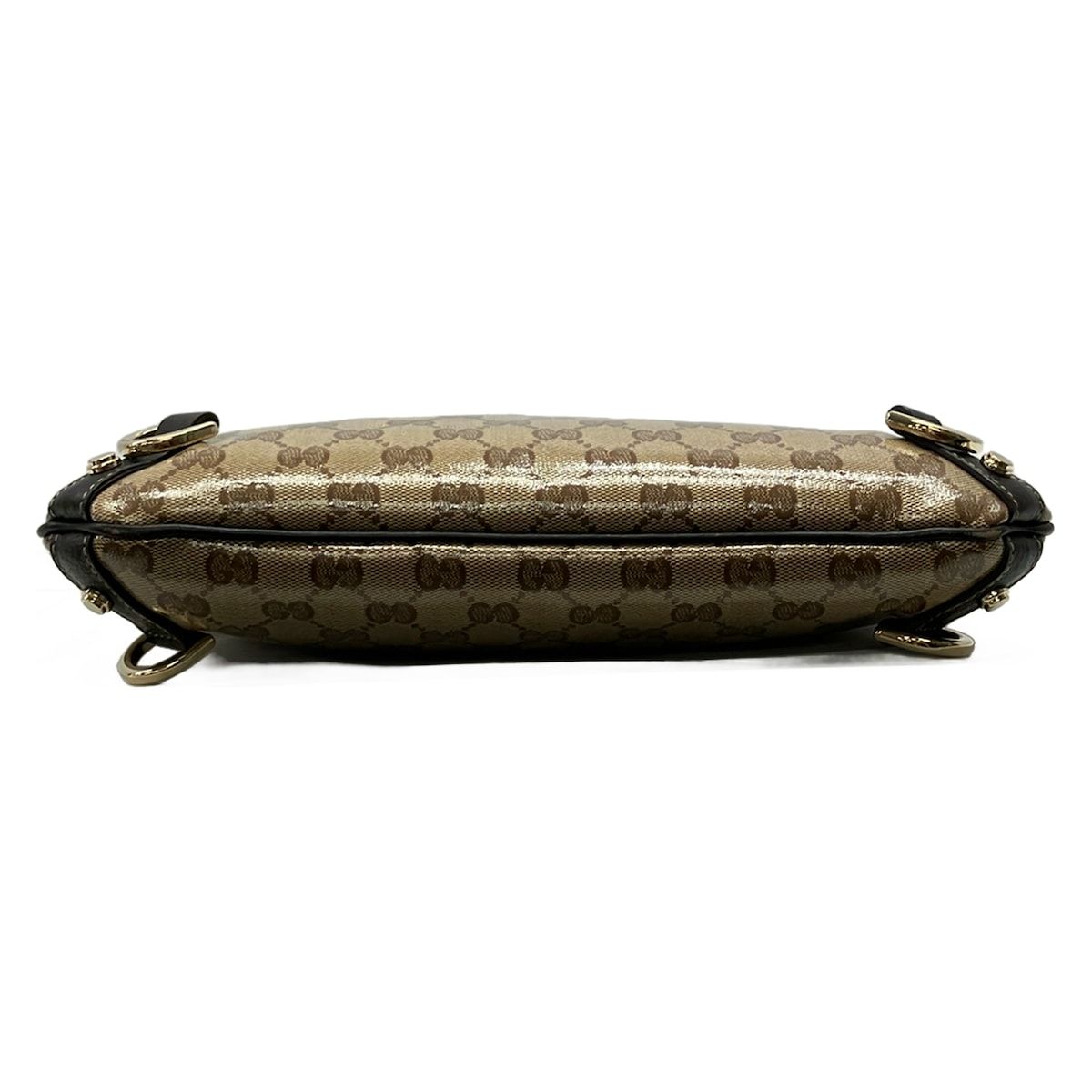 Gucci Shoulder Bag Abbey Crystal GG Brown Beige Dark Leather — view 5