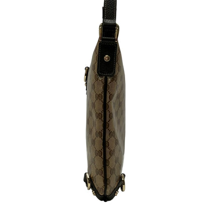 Gucci Shoulder Bag Abbey Crystal GG Brown Beige Dark Leather — view 4