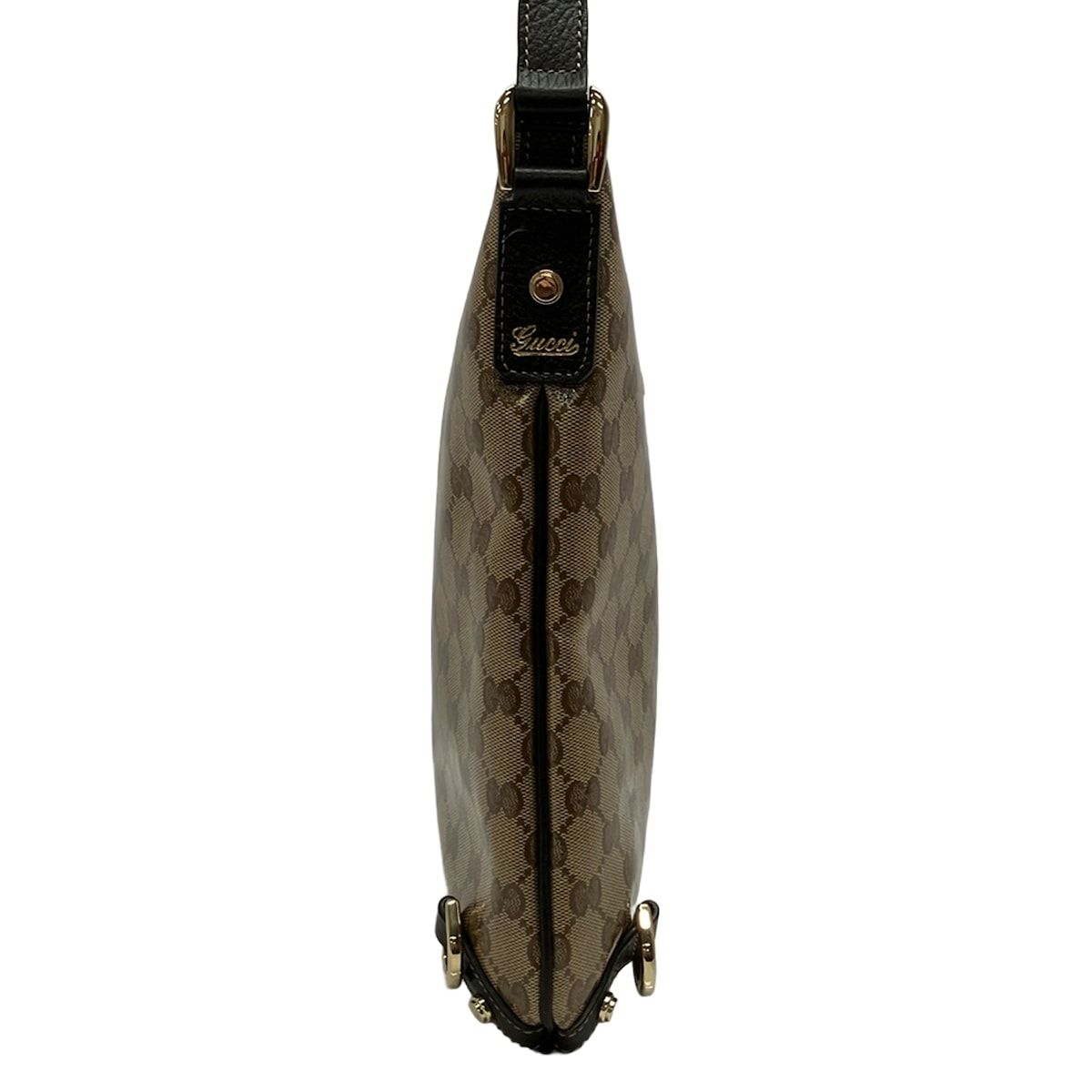 Gucci Shoulder Bag Abbey Crystal GG Brown Beige Dark Leather — view 2