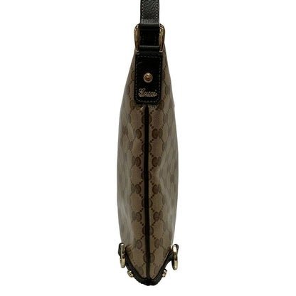 Gucci Shoulder Bag Abbey Crystal GG Brown Beige Dark Leather — view 2