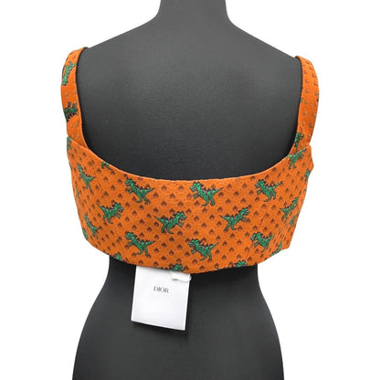Dior Dinosaur Bustier Sleeveless Top Tank Top All Over Print Orange 38 — view 2