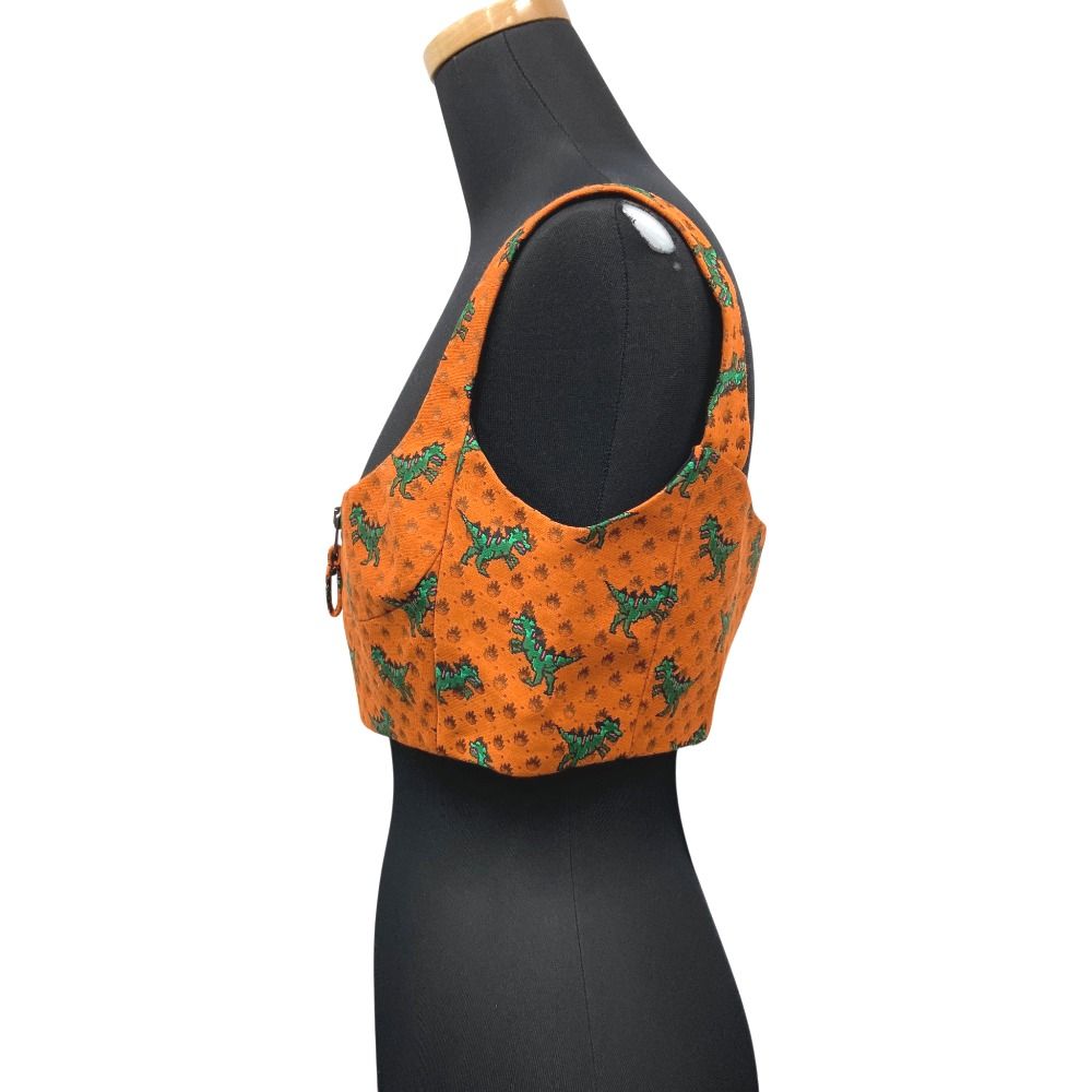 Dior Dinosaur Bustier Sleeveless Top Tank Top All Over Print Orange 38 — view 3
