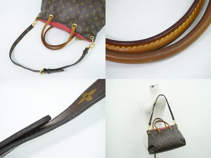 Louis Vuitton LV Pallas MM Monogram Leather 2-Way Shoulder Bag Brown Pink — view 6