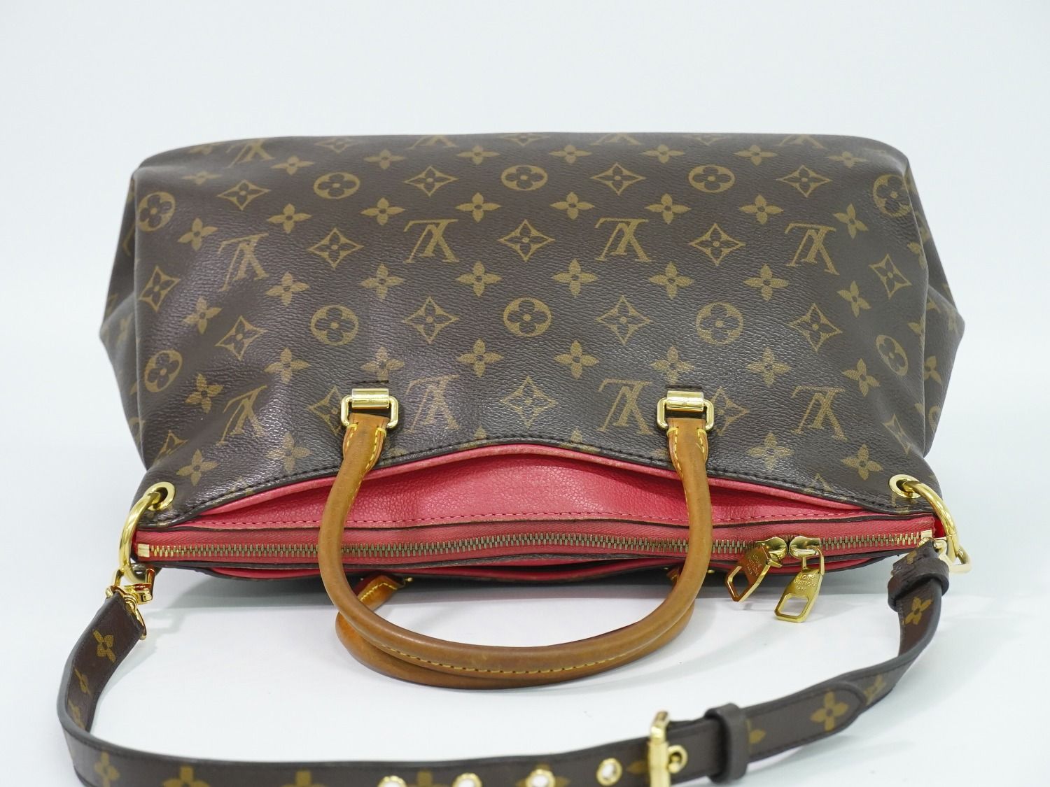 Louis Vuitton LV Pallas MM Monogram Leather 2-Way Shoulder Bag Brown Pink — view 5