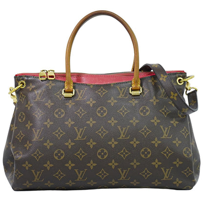 Louis Vuitton LV Pallas MM Monogram Leather 2-Way Shoulder Bag Brown Pink
