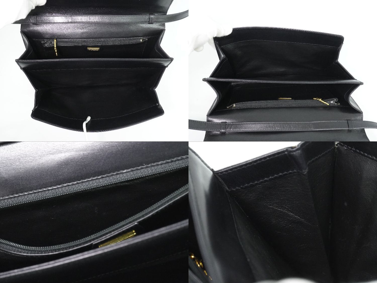 Gucci Vintage Interlocking 2-Way Shoulder Bag Clutch Pochette Leather Black — view 8