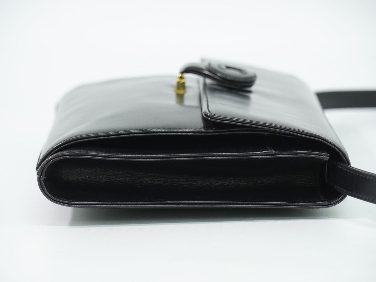 Gucci Vintage Interlocking 2-Way Shoulder Bag Clutch Pochette Leather Black — view 4