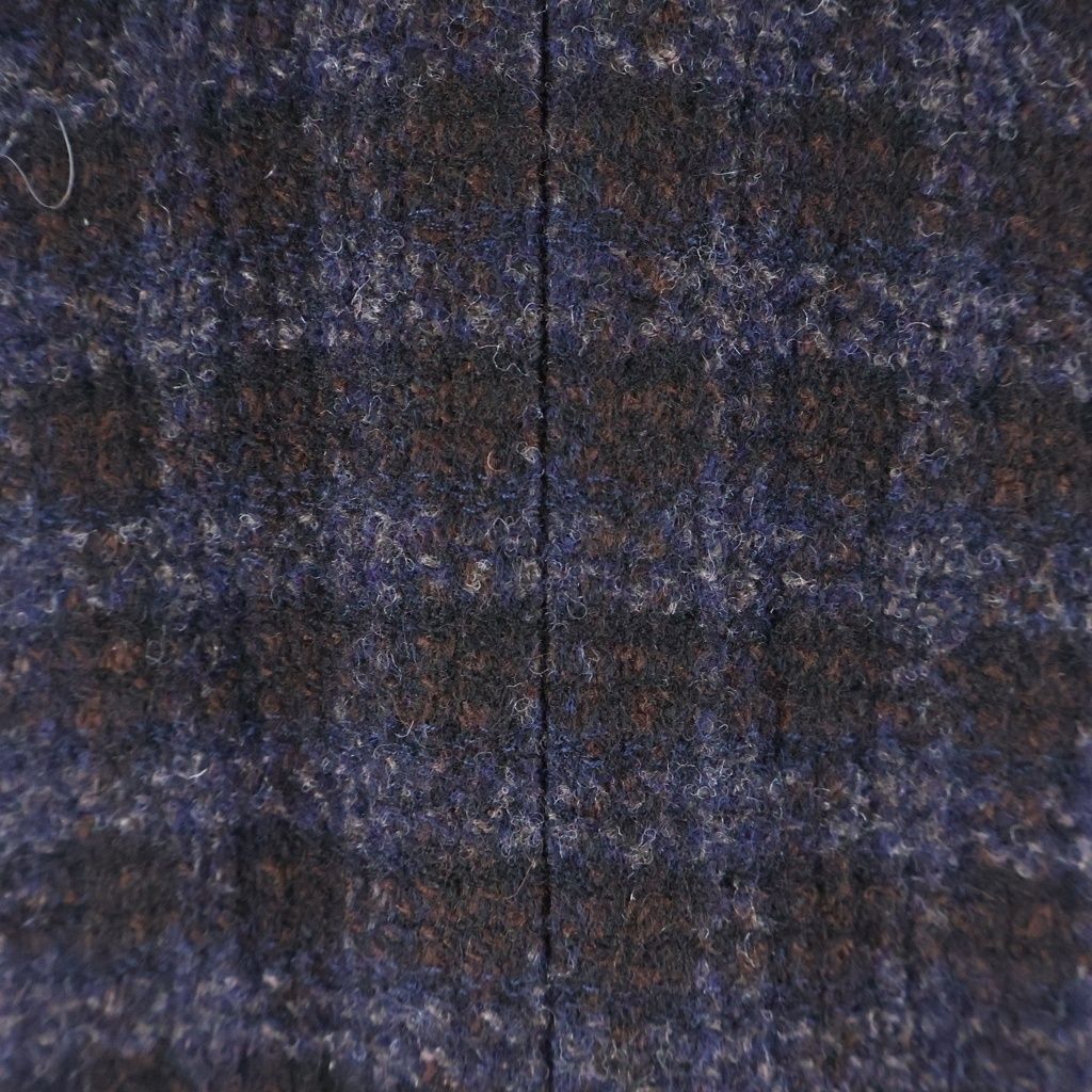 Chanel Check Wool Tweed Set Block Set Collarless Jacket Skirt Navy Brown — view 3